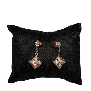 LV Upcycled Stamped Elegant Gold and Silver Dangle Earrings